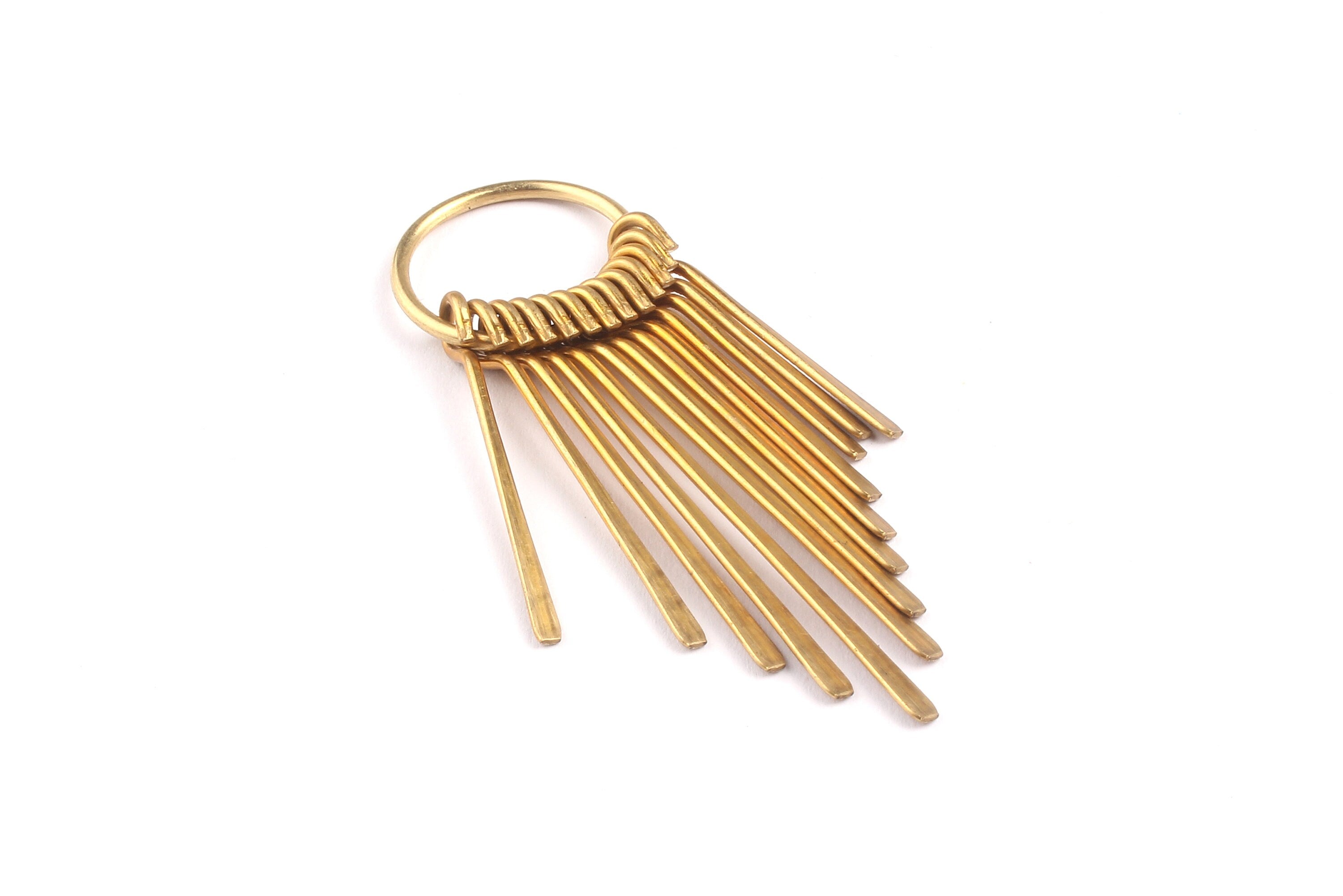 Brass Fringed Charms - Raw Brass Fringed Trim Charms - Earring Findings - Jewelry Supplies - 64x20x1.5mm - PP1310 - DOMEDBAZAAR