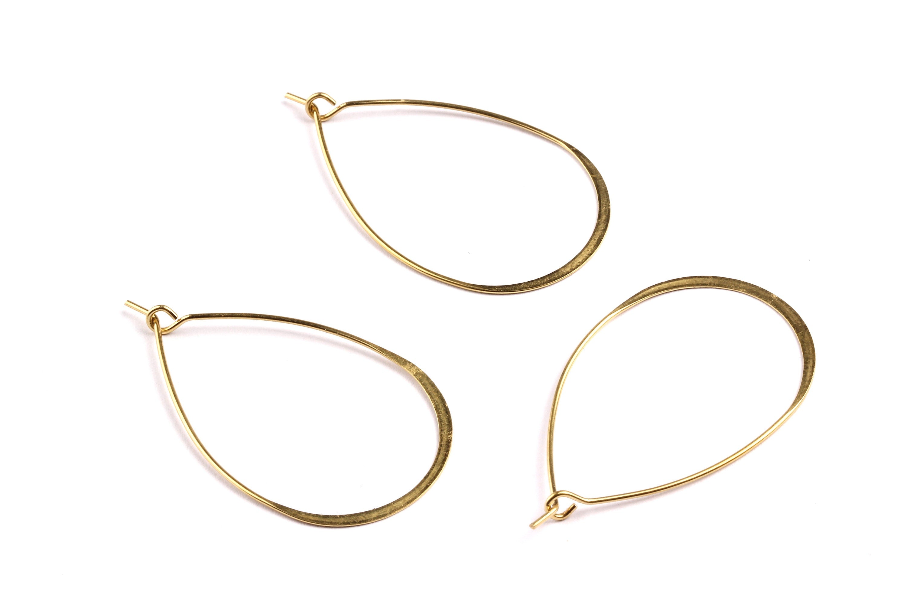Brass Earring Wire - Raw Brass Drop Shaped Ear Wire - Earring Findings - Jewelry Supplies - 40x23x0.8mm - PP1318 - DOMEDBAZAAR