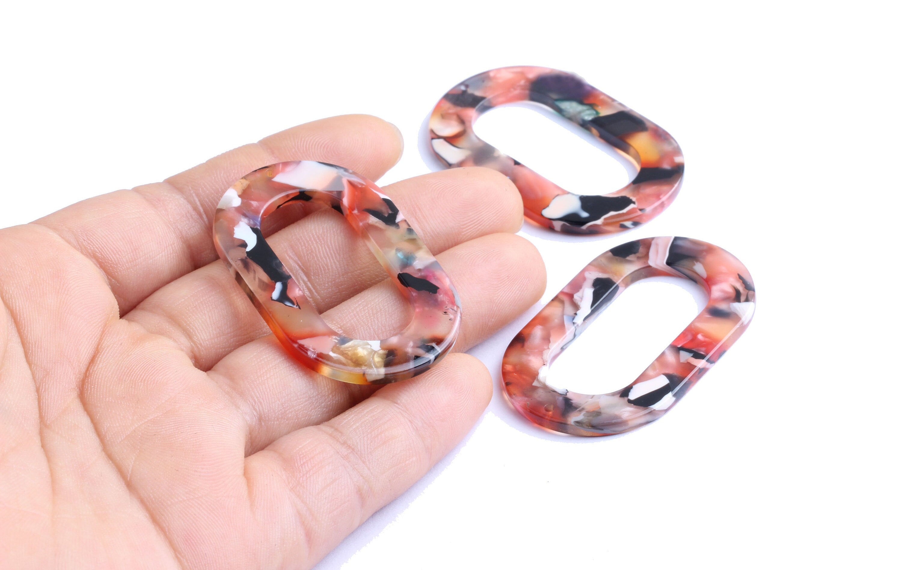 Acetate Oval Charms - Oval Earrings and Pendant - Earring Findings - Jewelry Supplies - Color Code: A61 - 44x28x2.5mm - AC1003A3 - DOMEDBAZAAR