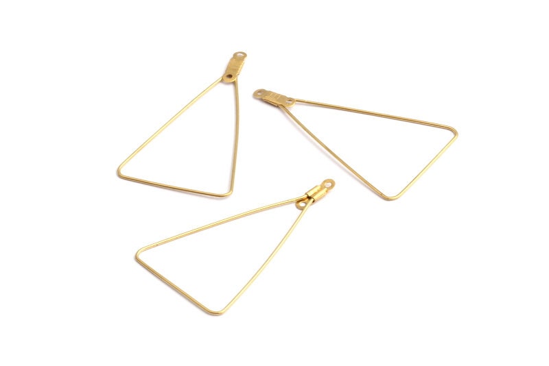Raw Brass Earring Hoops - Triangle Shaped Ear Wire - Geometric Earring Findings - Jewelry Supplies - 43.3x25x0.65mm - PP1365 - DOMEDBAZAAR