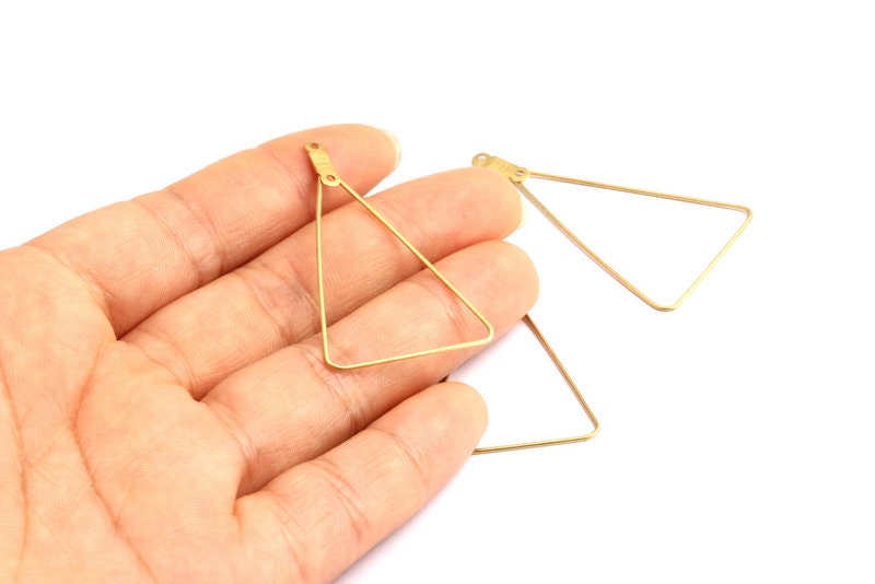 Raw Brass Earring Hoops - Triangle Shaped Ear Wire - Geometric Earring Findings - Jewelry Supplies - 43.3x25x0.65mm - PP1365 - DOMEDBAZAAR