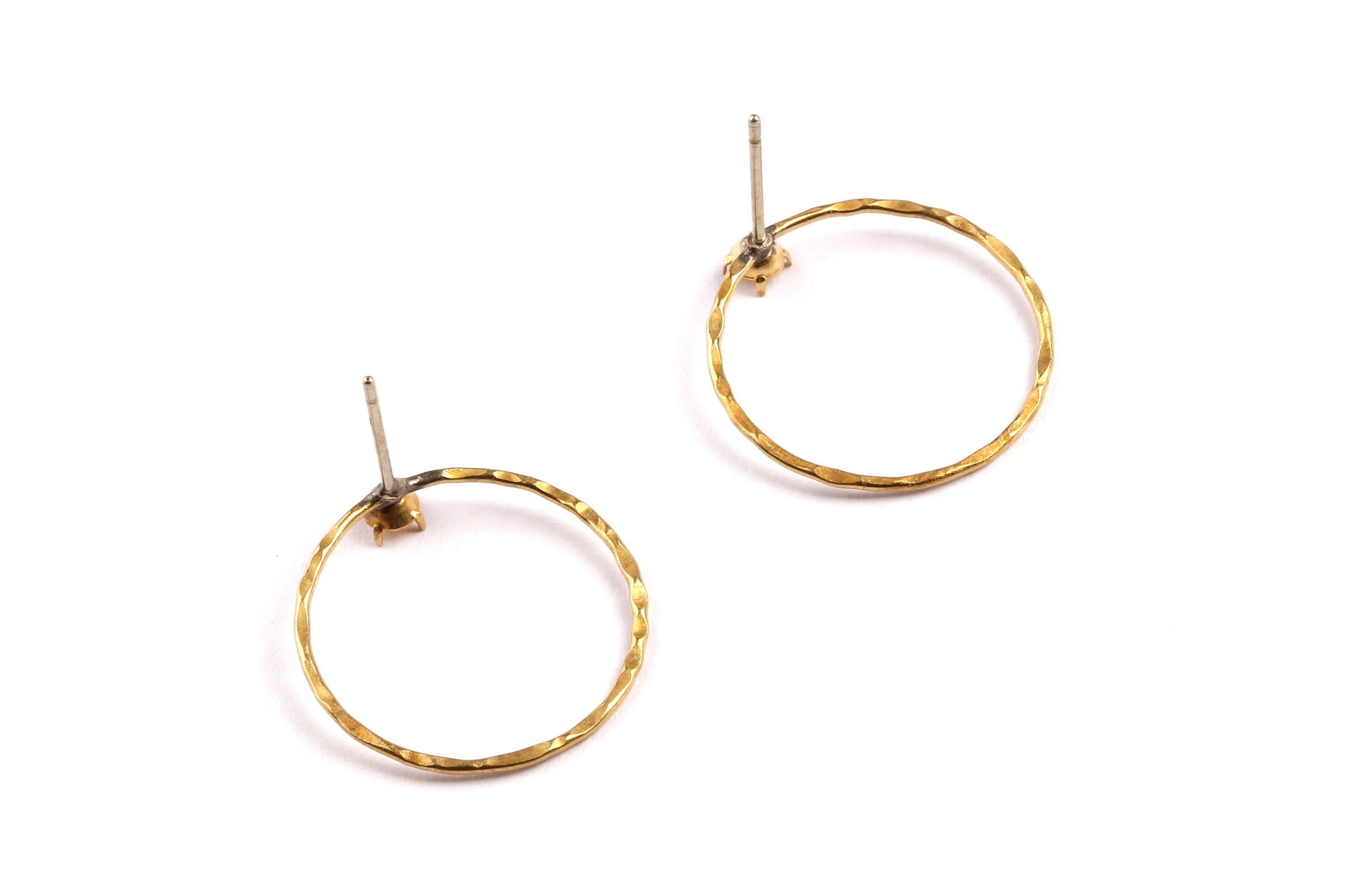 Brass Earring Settings - Raw Brass Round Earrings - Earring Findings - Jewelry Supplies - 20x19x0.7mm - PP1323 - DOMEDBAZAAR