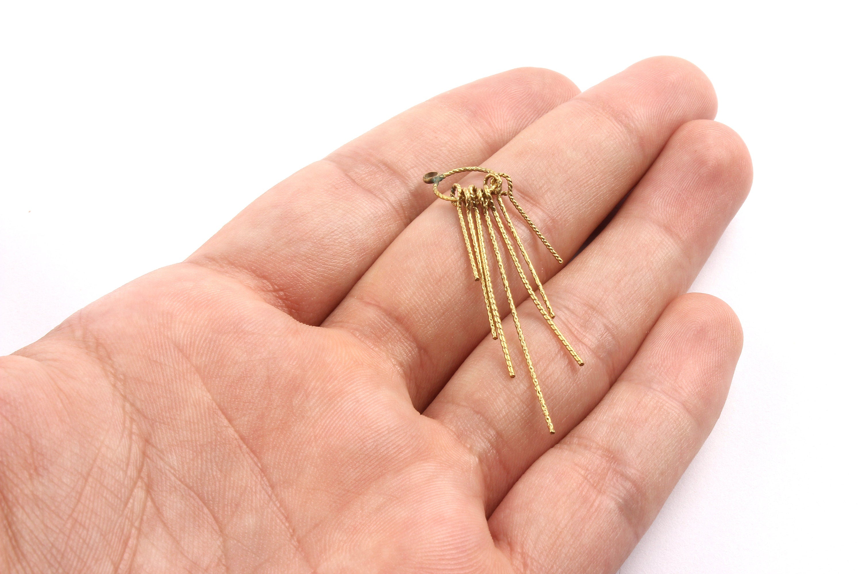 Brass Fringed Charms - Raw Brass Fringed Trim Charms - Earring Findings - Jewelry Supplies - 52x10x0.75mm - PP1327 - DOMEDBAZAAR