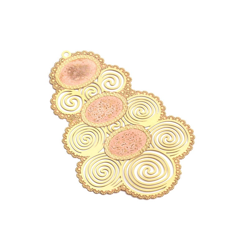 Raw Brass Earring - Hollow Out Earring Charms - Exaggerated Earring Charms - Earring Findings - Jewelry Supplies - 70x44.9x0.3mm - JJA3185 - DOMEDBAZAAR