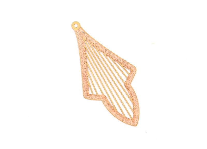 Raw Brass Leaf Shaped Earring Charms - Hallow Out Earring Charms - Earring Findings - Jewelry Supplies - 75.7x36.2mm - JJB3259 - DOMEDBAZAAR