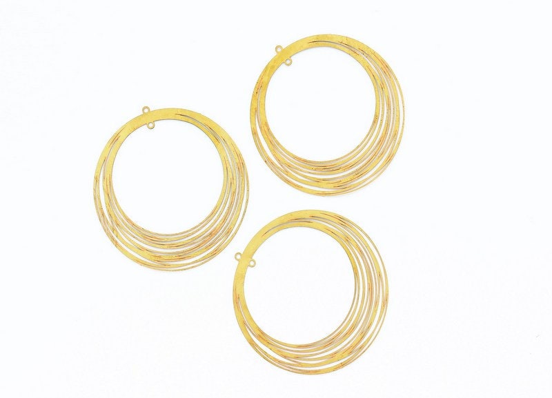 Raw Brass Circular Shaped Earring Charms - Hallow Out Earring Charms - Earring Findings - Jewelry Supplies - 51.5x49.7mm - JJB2685 - DOMEDBAZAAR