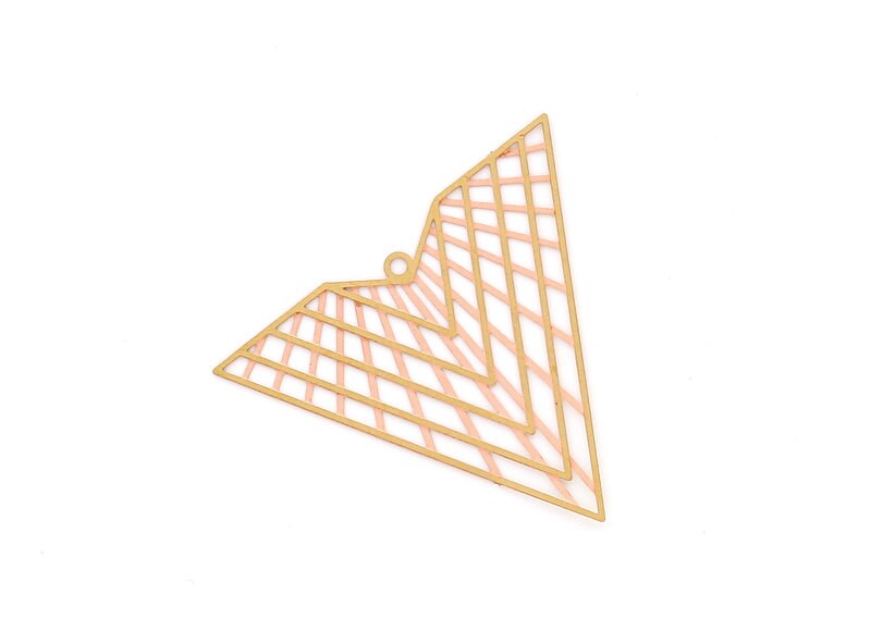 Raw Brass Triangle Shaped Necklace Charms - Hallow Out Necklace Charms - Necklace Findings - Jewelry Supplies - 35.8x41x0.3mm - JJB3676 - DOMEDBAZAAR