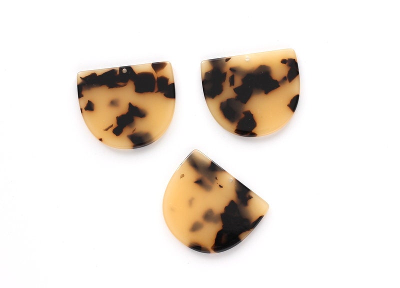 Acetate Acrylic Earring Charms One Hole  - D Shaped Pendant- Tortoise Shell Charm - Color Code: A10 - 29.5x34.3x2.48mm - AC1094F - DOMEDBAZAAR