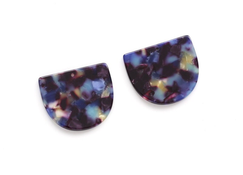 Acetate Acrylic Earring Charms One Hole -  D Shaped Pendant - Color Code: A23 - 29.5x34.3x2.48mm - AC1094H - DOMEDBAZAAR