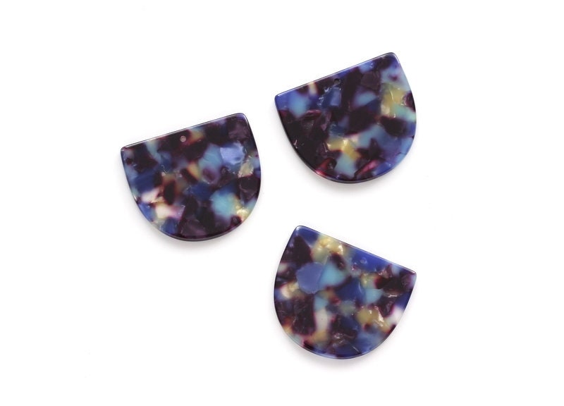 Acetate Acrylic Earring Charms One Hole -  D Shaped Pendant - Color Code: A23 - 29.5x34.3x2.48mm - AC1094H - DOMEDBAZAAR