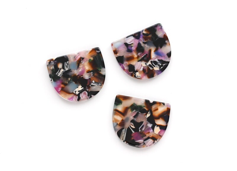 Acetate D Earring Charms -  Acrylic D Pendant - Earring Findings - Jewelry Supplies - Color Code: A11 - 29.5x34.3x2.48mm - AC1094C - DOMEDBAZAAR