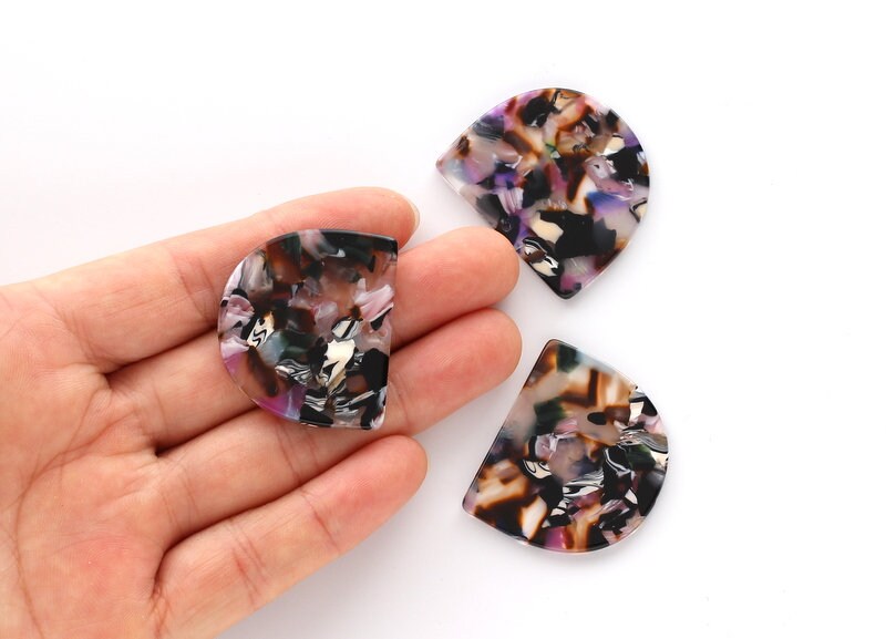 Acetate D Earring Charms -  Acrylic D Pendant - Earring Findings - Jewelry Supplies - Color Code: A11 - 29.5x34.3x2.48mm - AC1094C - DOMEDBAZAAR