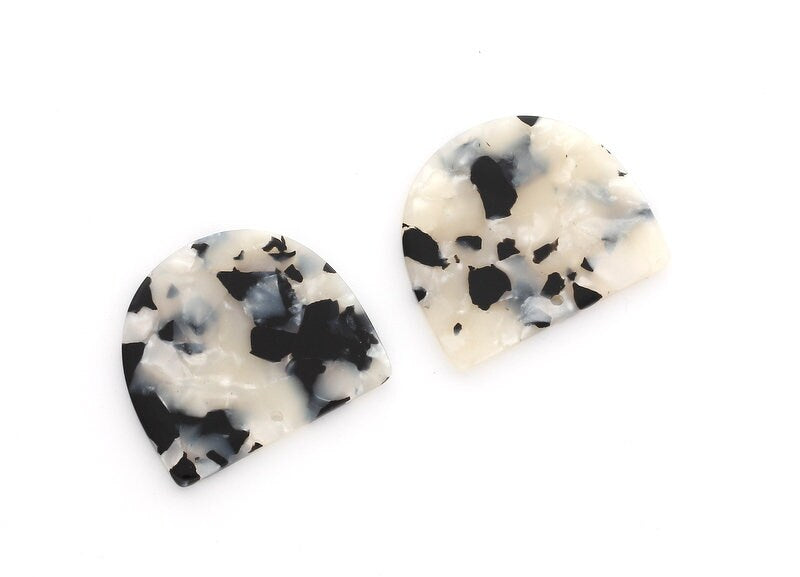 Acetate Acrylic Earring Charms One Hole -  D Shaped Pendant - Color Code: A15 - 29.5x34.3x2.48mm - AC1094J - DOMEDBAZAAR