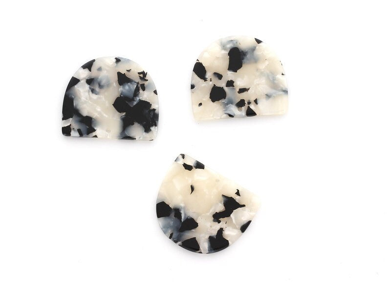 Acetate Acrylic Earring Charms One Hole -  D Shaped Pendant - Color Code: A15 - 29.5x34.3x2.48mm - AC1094J - DOMEDBAZAAR