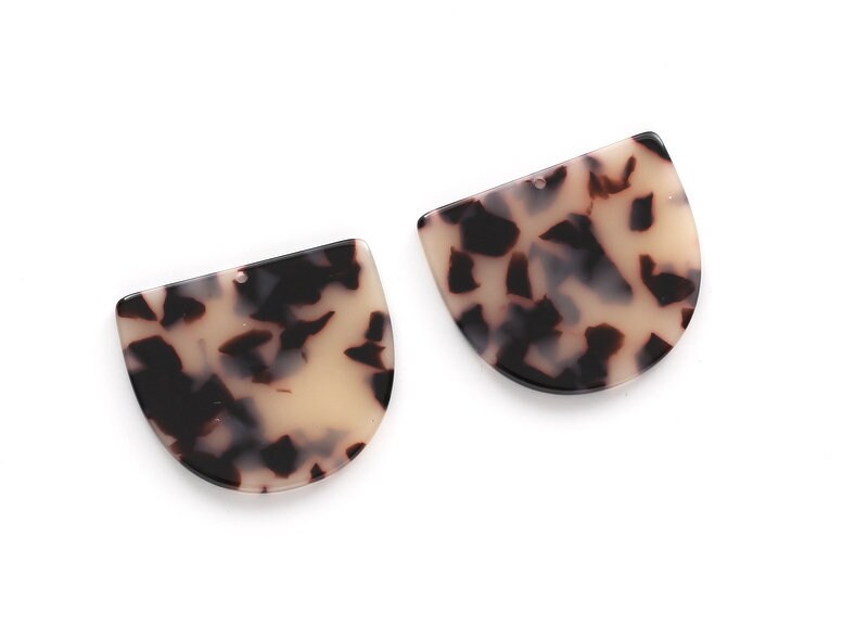 Acetate Acrylic Earring Charms - D Shaped Pendant- Acetate Tortoise Shell Charm - Color Code: A07 - 29.5x34.3x2.48mm - AC1094B - DOMEDBAZAAR