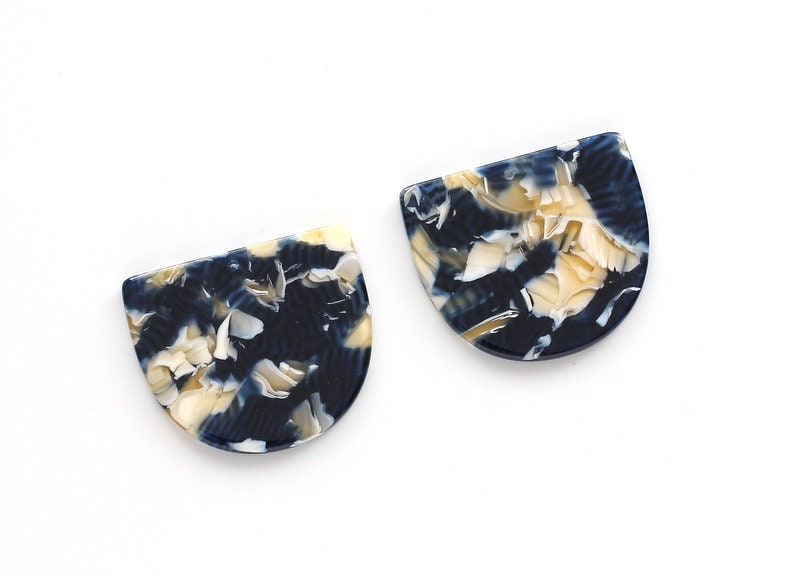 Acetate Acrylic Earring Charms One Hole -  D Shaped Pendant- Acetate Tortoise Shell Charm -Color Code: A27 - 29.5x34.3x2.48mm - AC1094K - DOMEDBAZAAR