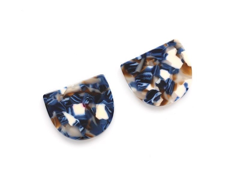 Acetate Acrylic Earring Charms One Hole -  D Shaped Pendant - Color Code: A19 - 29.5x34.3x2.48mm - AC1094N - DOMEDBAZAAR