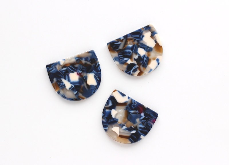 Acetate Acrylic Earring Charms One Hole -  D Shaped Pendant - Color Code: A19 - 29.5x34.3x2.48mm - AC1094N - DOMEDBAZAAR
