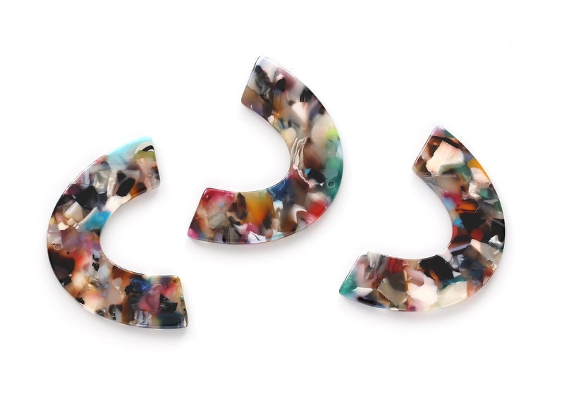Acetate Large Arch Earring Charms One Hole - Semi Oval & U Shaped Pendant - Color Code: A60 - 30.5x48.2x2.51mm - AC1095F - DOMEDBAZAAR