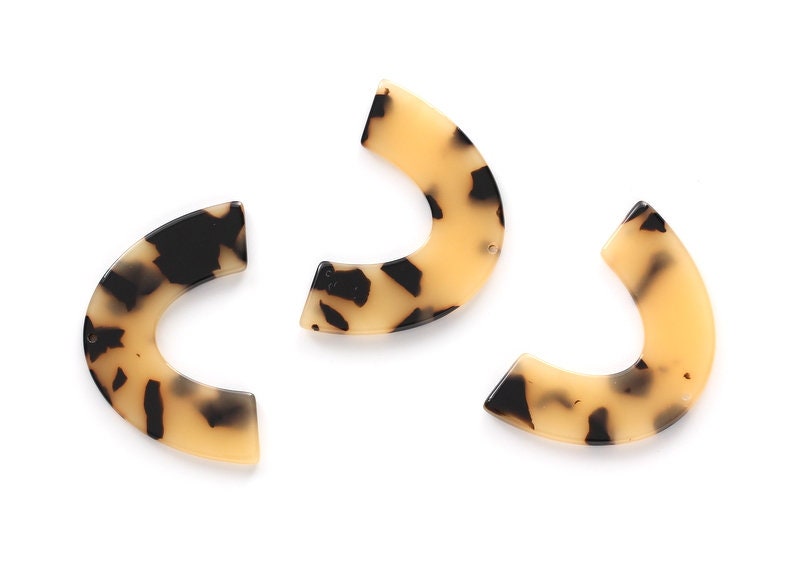 Acetate Large Arch Earring Charms One Hole - Semi Oval & U Shaped Pendant- Tortoise Shell Charm - Color Code: A10 - 30.5x48x2.5mm - AC1095G - DOMEDBAZAAR