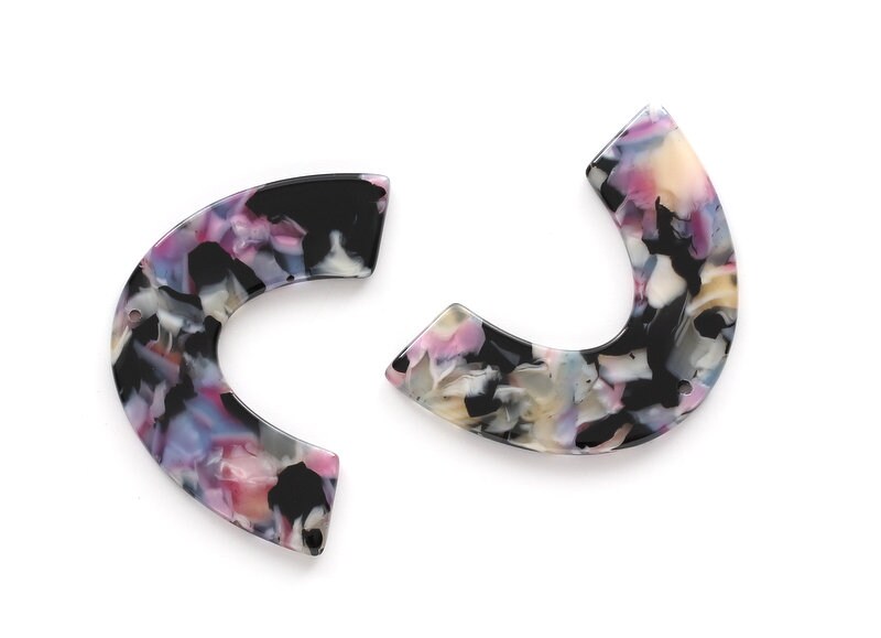 Acetate Large Arch Earring Charms  One Hole - Semi Oval & U Shaped Pendant - Color Code: A55 - 30.5x48.2x2.51mm - AC1095L - DOMEDBAZAAR