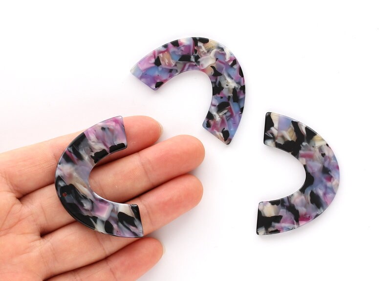 Acetate Large Arch Earring Charms  One Hole - Semi Oval & U Shaped Pendant - Color Code: A55 - 30.5x48.2x2.51mm - AC1095L - DOMEDBAZAAR