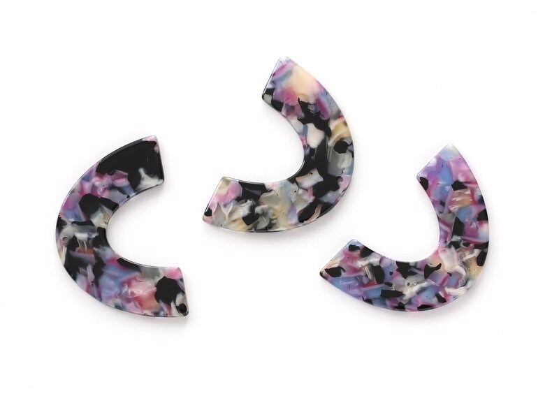 Acetate Large Arch Earring Charms  One Hole - Semi Oval & U Shaped Pendant - Color Code: A55 - 30.5x48.2x2.51mm - AC1095L - DOMEDBAZAAR