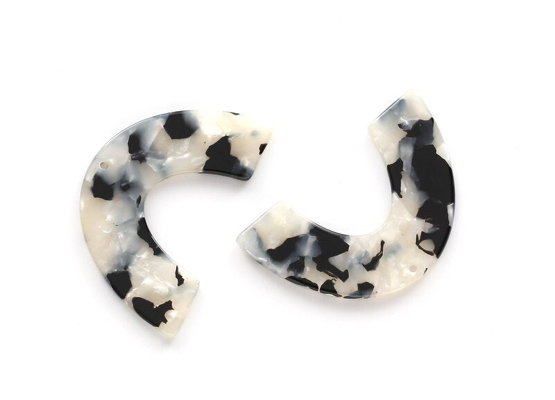 Acetate Large Arch Earring Charms One Hole - Semi Oval & U Shaped Pendant - Color Code: A15 - 30.5x48.2x2.51mm - AC1095M - DOMEDBAZAAR