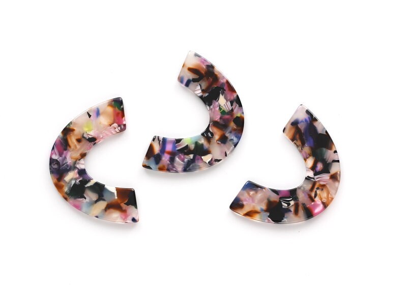 Acetate Large Arch Charms One Hole - Semi Oval & U Shaped Pendant - Jewelry Supplies - Color Code: A11 - 30.5x48.2x2.51mm - AC1095C - DOMEDBAZAAR