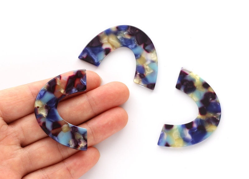 Acetate Large Arch Earring Charms One Hole - Semi Oval & U Shaped Pendant - Color Code: A23 - 30.5x48.2x2.51mm - AC1095H - DOMEDBAZAAR