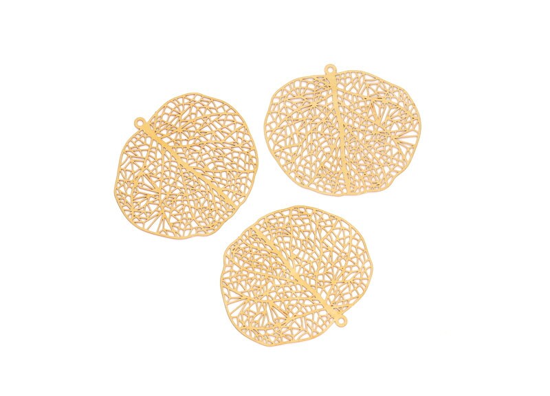 Raw Brass Leaf Shaped Earring Charms -  Hallow Out Earring Finding - Jewelry Making - Jewelry Supplies -39.4x44.9mm - JJB3390 - DOMEDBAZAAR