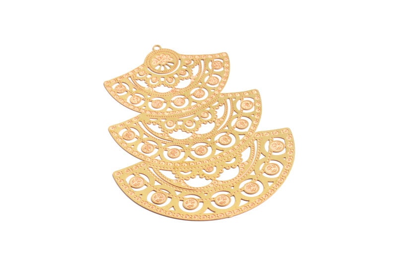 Raw Brass Hollow Out Earring Charms - Raw Brass Earring Findings - Jewelery Making - Jewelry Supplies - 69.8x51.6x0.3mm - JJA3758 - DOMEDBAZAAR