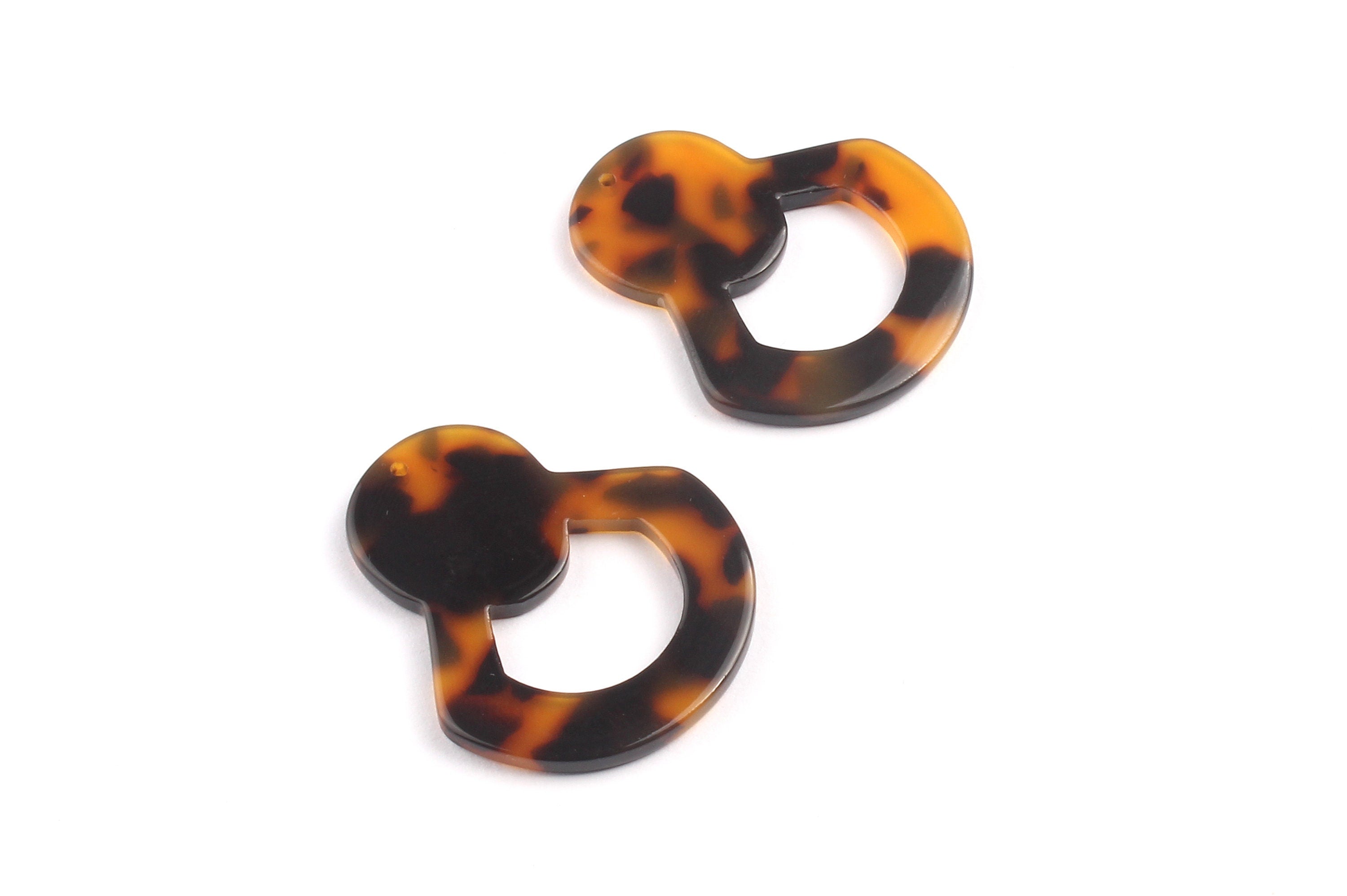 Acetate Bottle Opener Charms - Tortoise Shell Earrings - Bottle Opener Earrings and Pendant - Color Code: A01 - 34.4x29.4mm - AC1072A - DOMEDBAZAAR