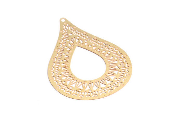 Raw Brass Marquise Shaped Earrings Charms - Raw Brass Hallow Out Earring Charms - Earring Findings - 70x50.4x0.3mm - JJA4127 - DOMEDBAZAAR