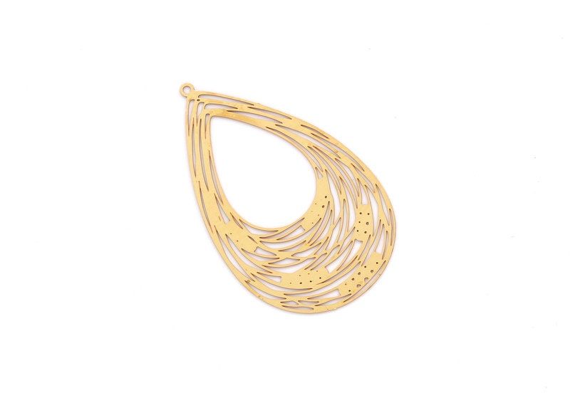 Raw Brass Marquise Shaped Earrings Charms - Brass Hallow Out Earring Charms - Earring Findings - Jewelry Supplies - 53.9x33x0.3mm - JJB3501 - DOMEDBAZAAR