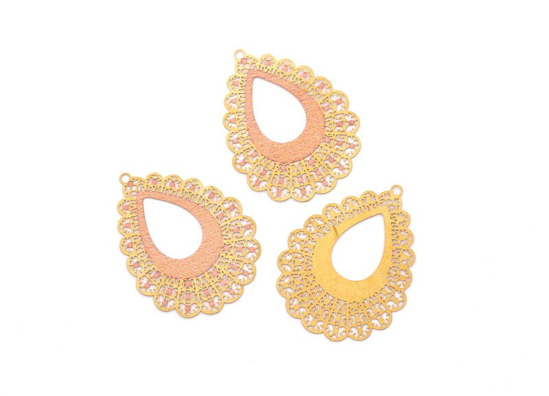 Raw Brass Marquise Shaped Earrings Charms - Brass Hallow Out Earring Charms - Earring Findings - Jewelry Supplies - 44.9x35x0.3mm - JJB3455 - DOMEDBAZAAR
