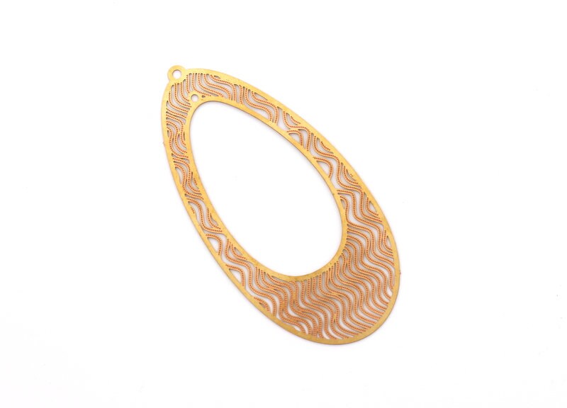 Raw Brass Marquise Shaped Earring Charms - Halow Out Earring Charms - Earring Findings - Jewelry Supplies - 71.7x36x0.3mm - JJB3249 - DOMEDBAZAAR