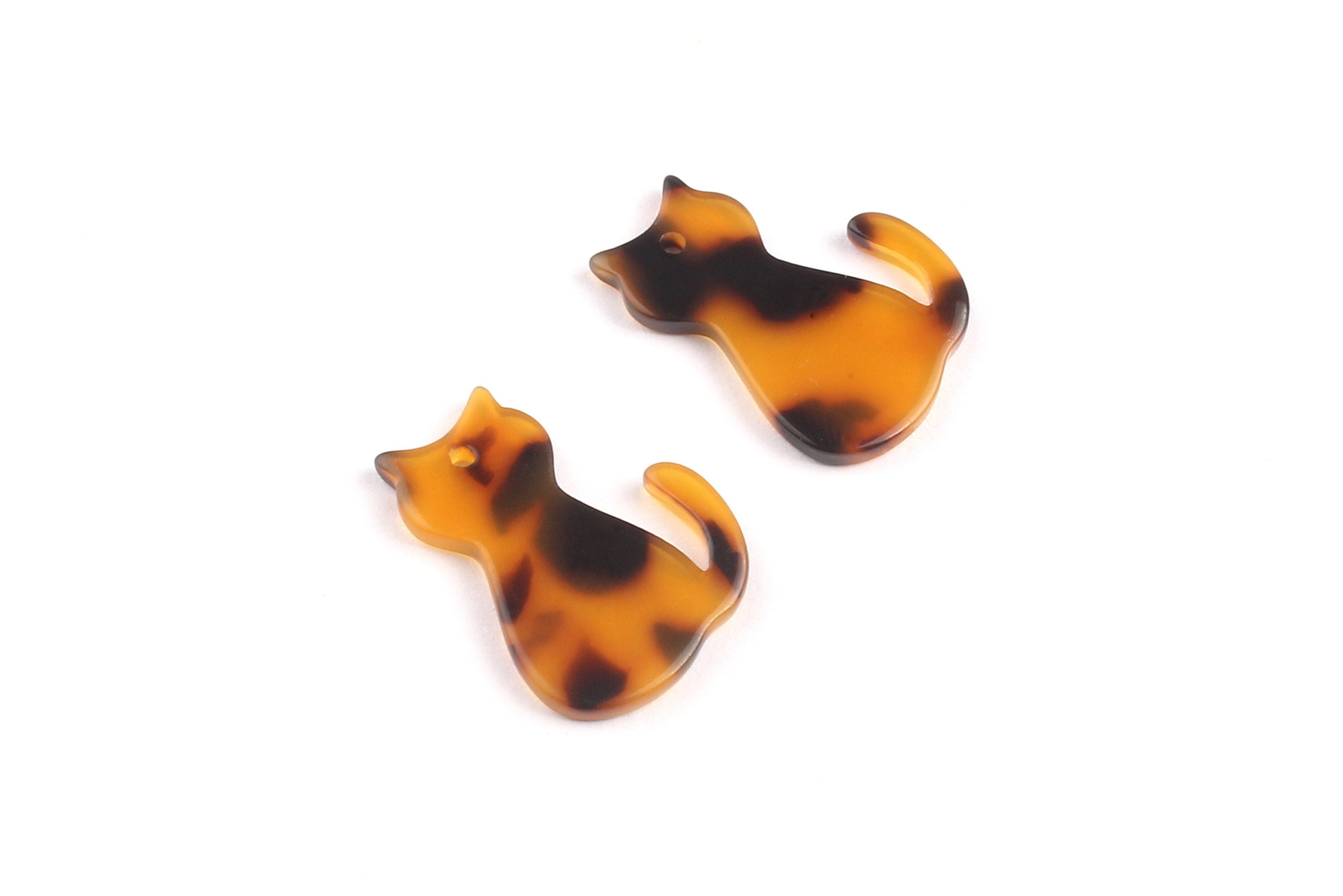 Acetate Cat Charms - Tortoise Shell Earrings - Cat Pendant - Jewelry Making Supplies - Color Code: A02 - 20.78x15.2x2.45mm - AC1073A - DOMEDBAZAAR