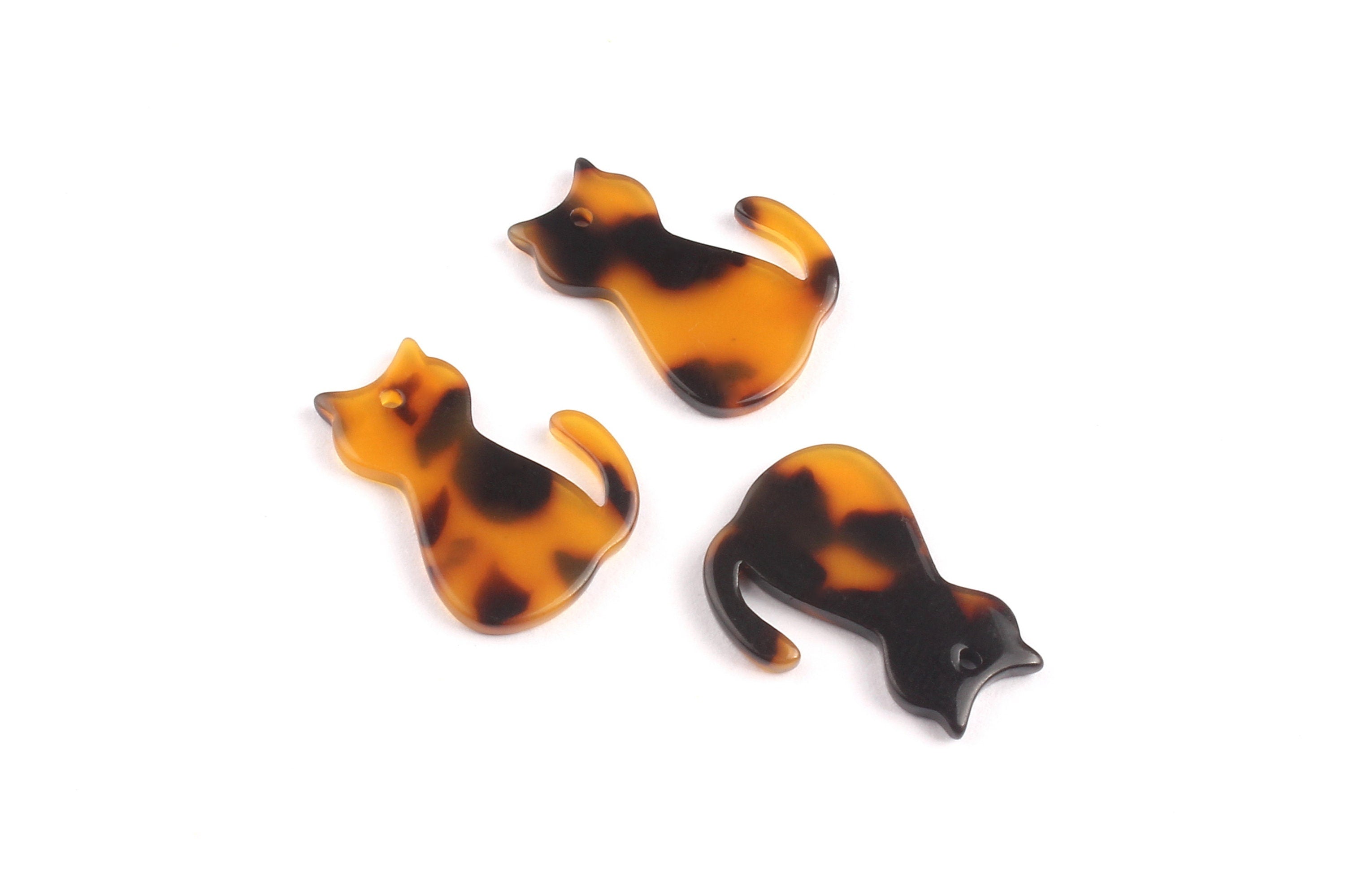 Acetate Cat Charms - Tortoise Shell Earrings - Cat Pendant - Jewelry Making Supplies - Color Code: A02 - 20.78x15.2x2.45mm - AC1073A - DOMEDBAZAAR