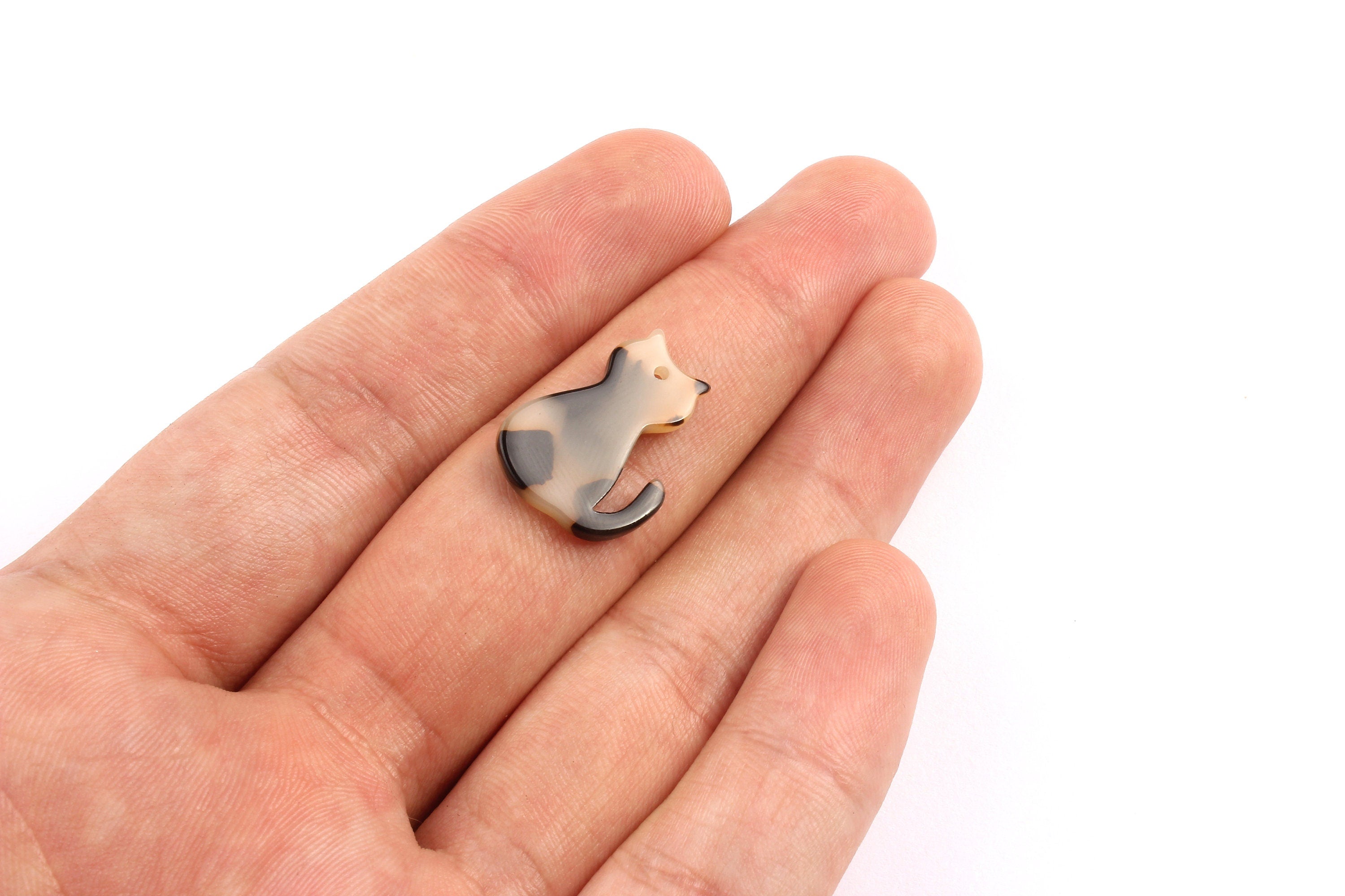 Acetate Cat Charms - Blonde Tortoise Shell Earrings - Cat Earrings and Pendant - Color Code: A08 - 20.78x15.2x2.45mm - AC1073B - DOMEDBAZAAR