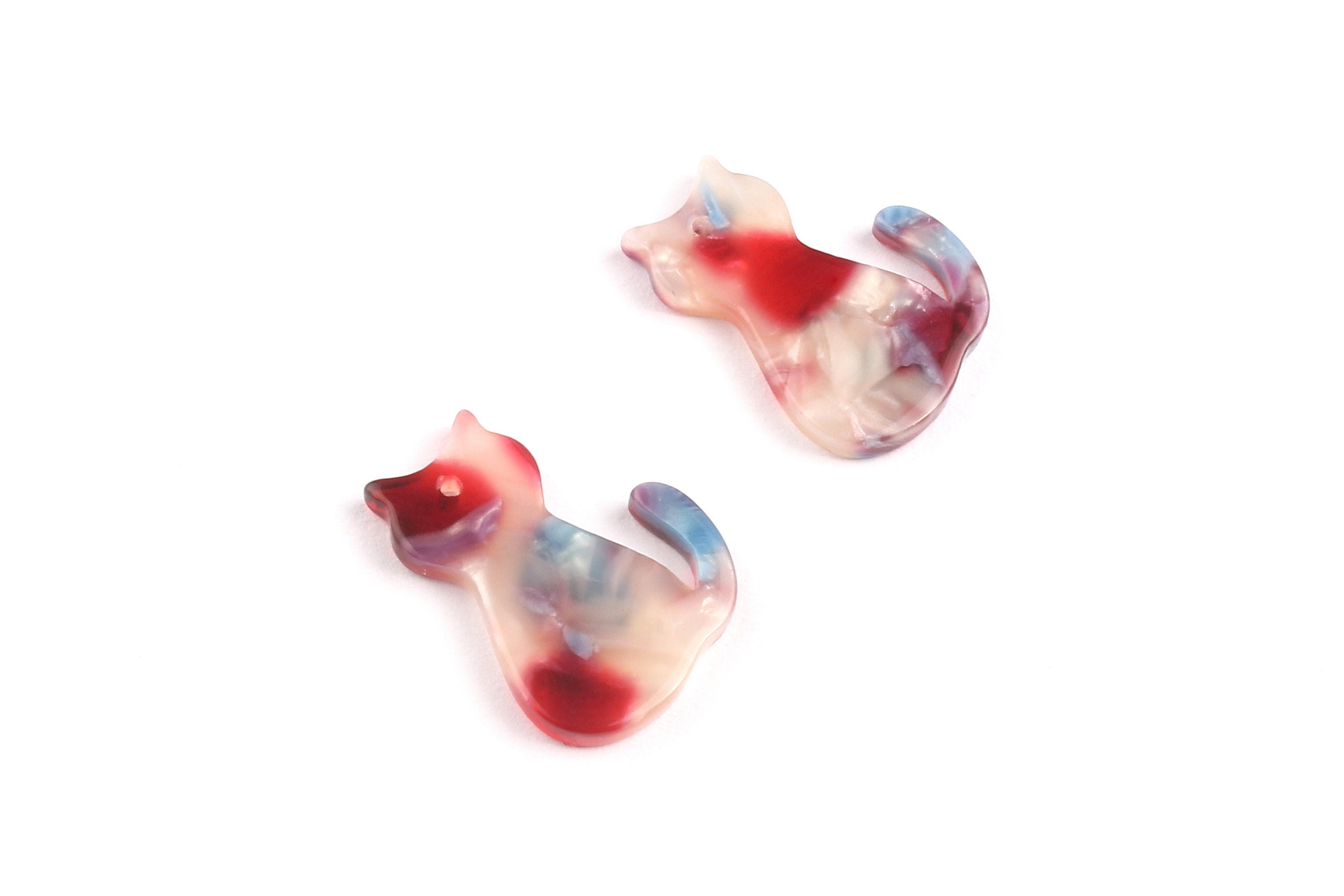 Acetate Cat Charms - Cat Earrings and Pendant - Earring Findings - Jewelry Supplies - Color Code: A52 - 20.78x15.2x2.45mm - AC1073C - DOMEDBAZAAR
