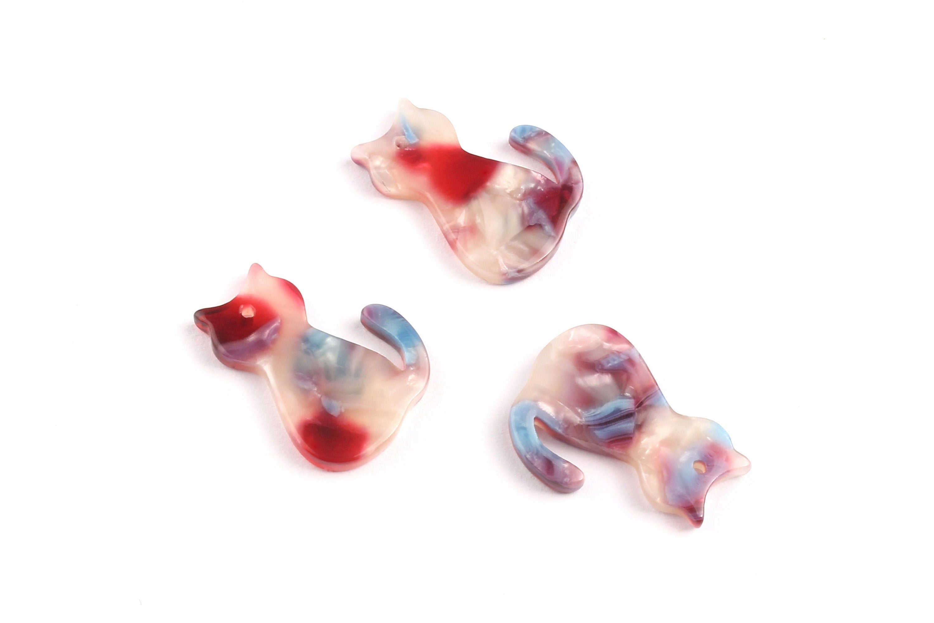 Acetate Cat Charms - Cat Earrings and Pendant - Earring Findings - Jewelry Supplies - Color Code: A52 - 20.78x15.2x2.45mm - AC1073C - DOMEDBAZAAR