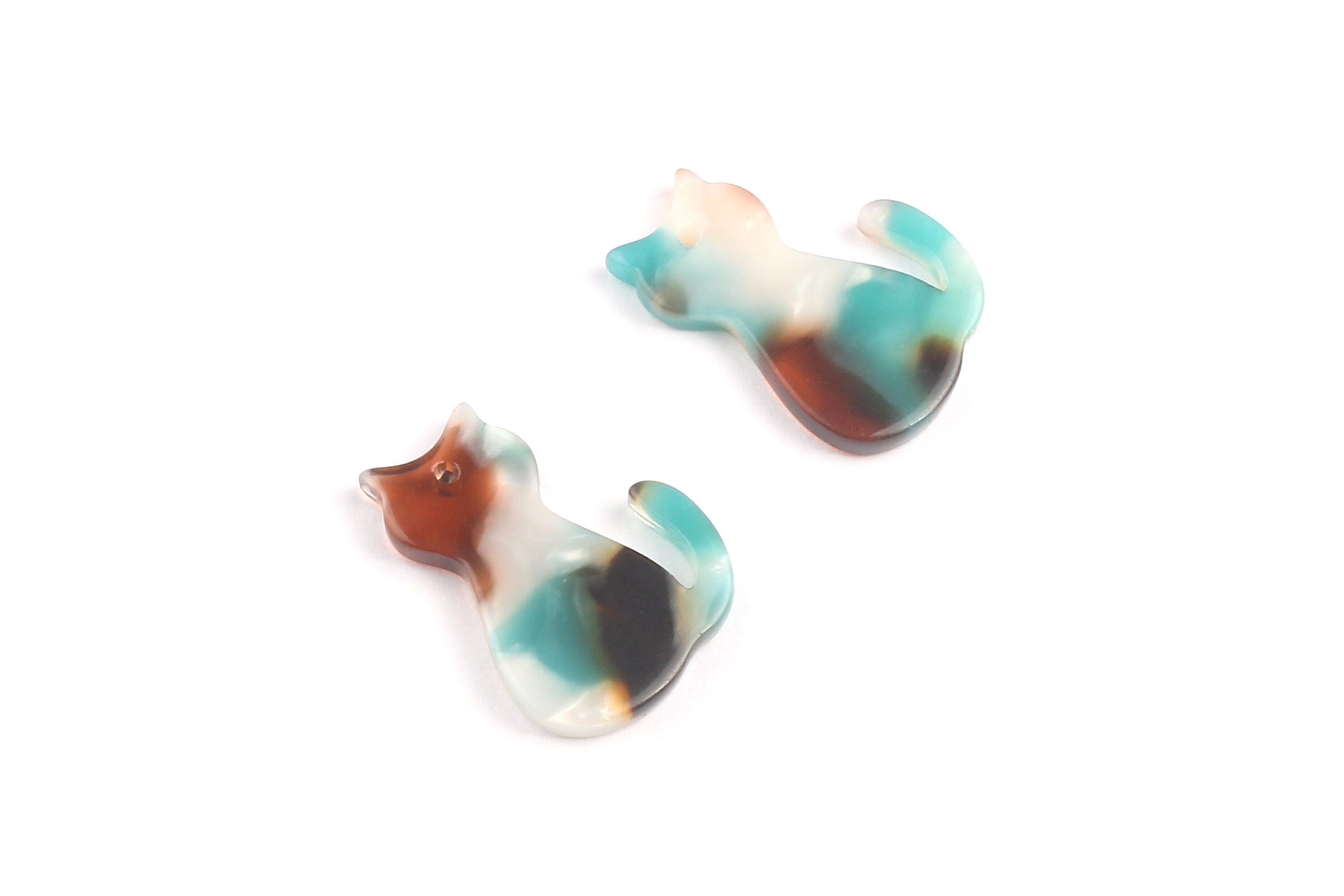 Acetate Cat Charms - Cat Earrings and Pendant - Earring Findings - Jewelry Supplies - 20.78x15.2x2.45mm - AC1073D - DOMEDBAZAAR