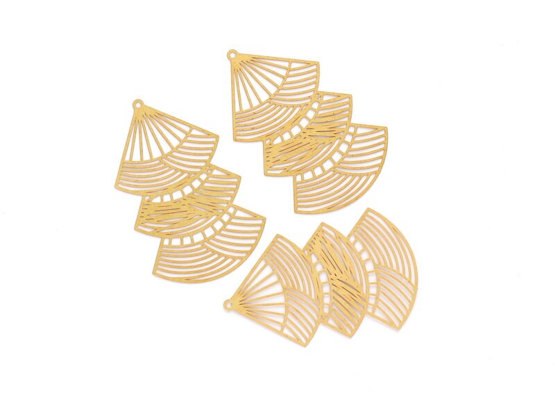 Raw Brass Hollow Out Earring Charms - Raw Brass Earring Findings - Jewelery Making - Jewelry Supplies - 63.9x40.8x0.3mm - JJA3677 - DOMEDBAZAAR