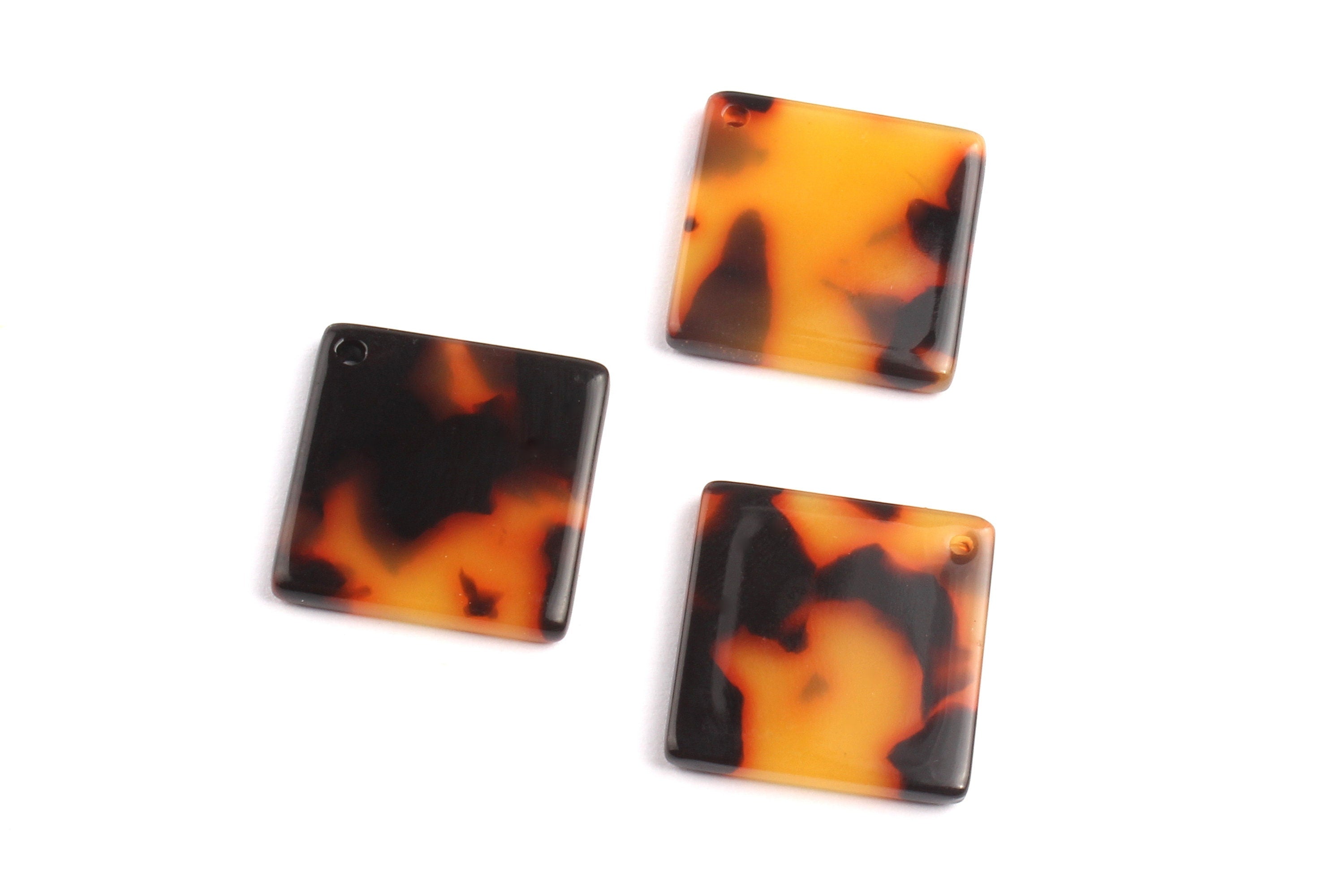 Acetate Square Charms - Tortoise Shell Earrings - Square Earrings and Pendant - Jewelry Supplies - Color Code: A01 - 18x18x2.54mm - AC1078A - DOMEDBAZAAR