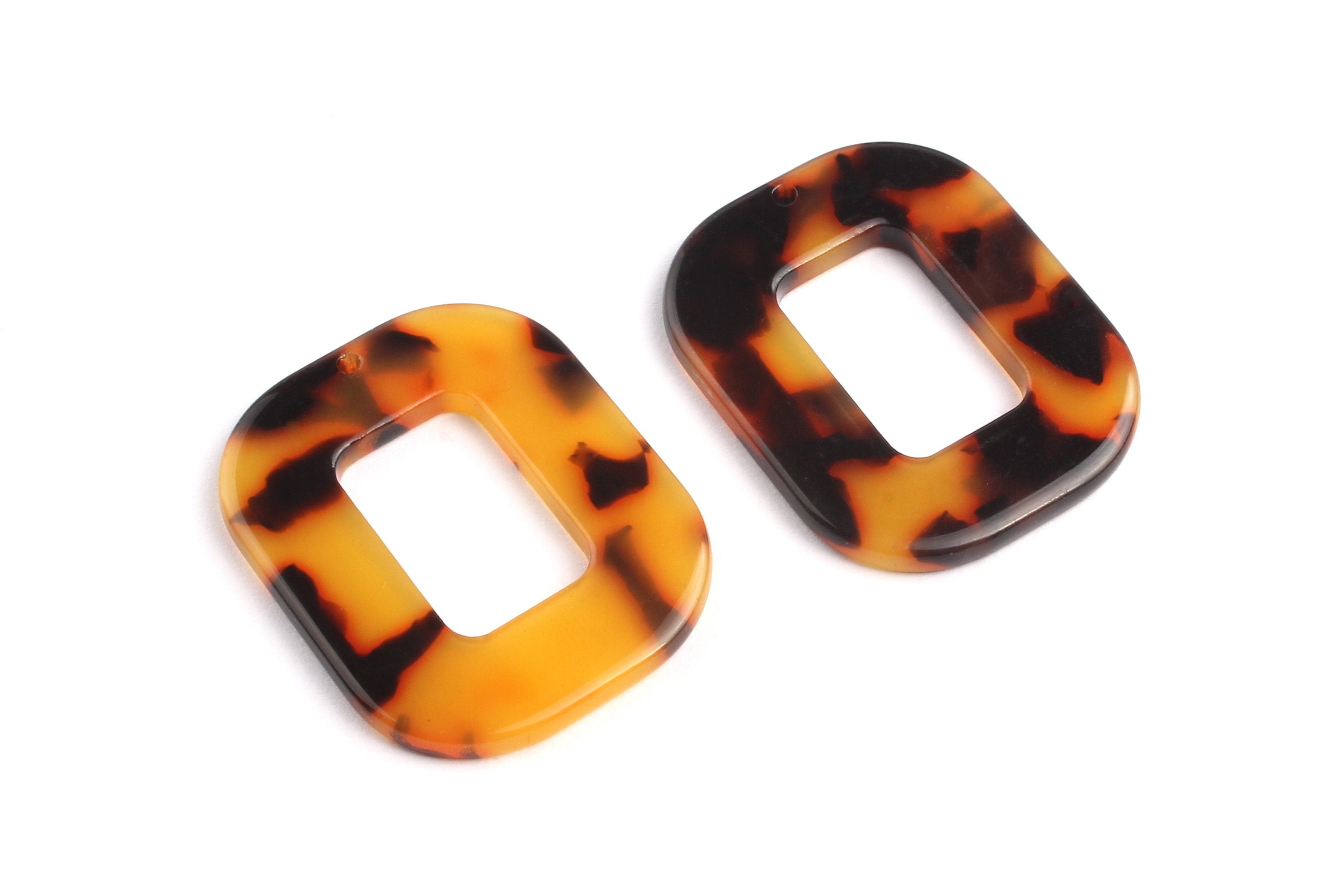 Acetate Rectangle Charms - Tortoise Shell Earrings - Rectangle Earrings and Pendant - Color Code: A01 - 32.4x26.5mm - AC1080A - DOMEDBAZAAR