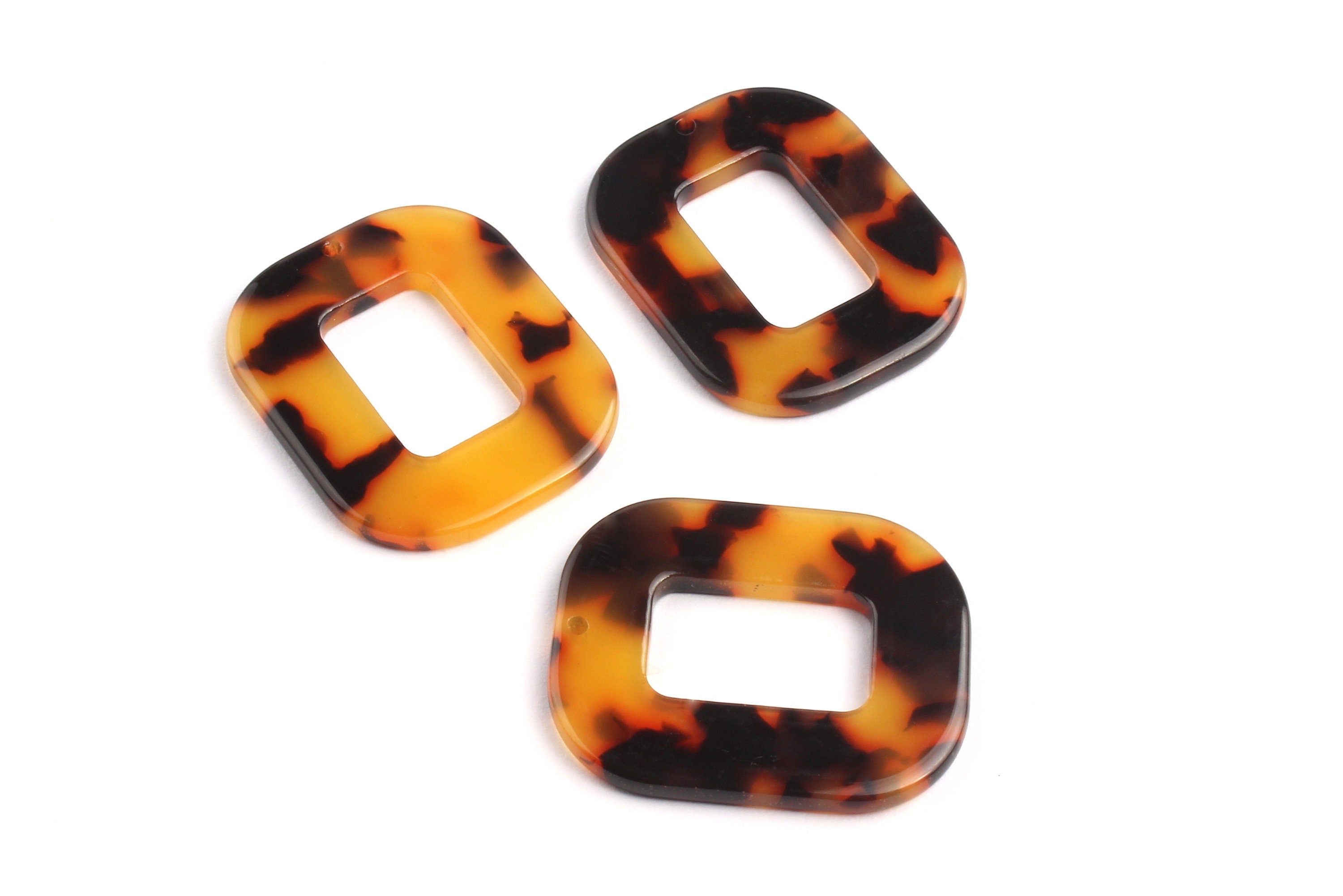 Acetate Rectangle Charms - Tortoise Shell Earrings - Rectangle Earrings and Pendant - Color Code: A01 - 32.4x26.5mm - AC1080A - DOMEDBAZAAR