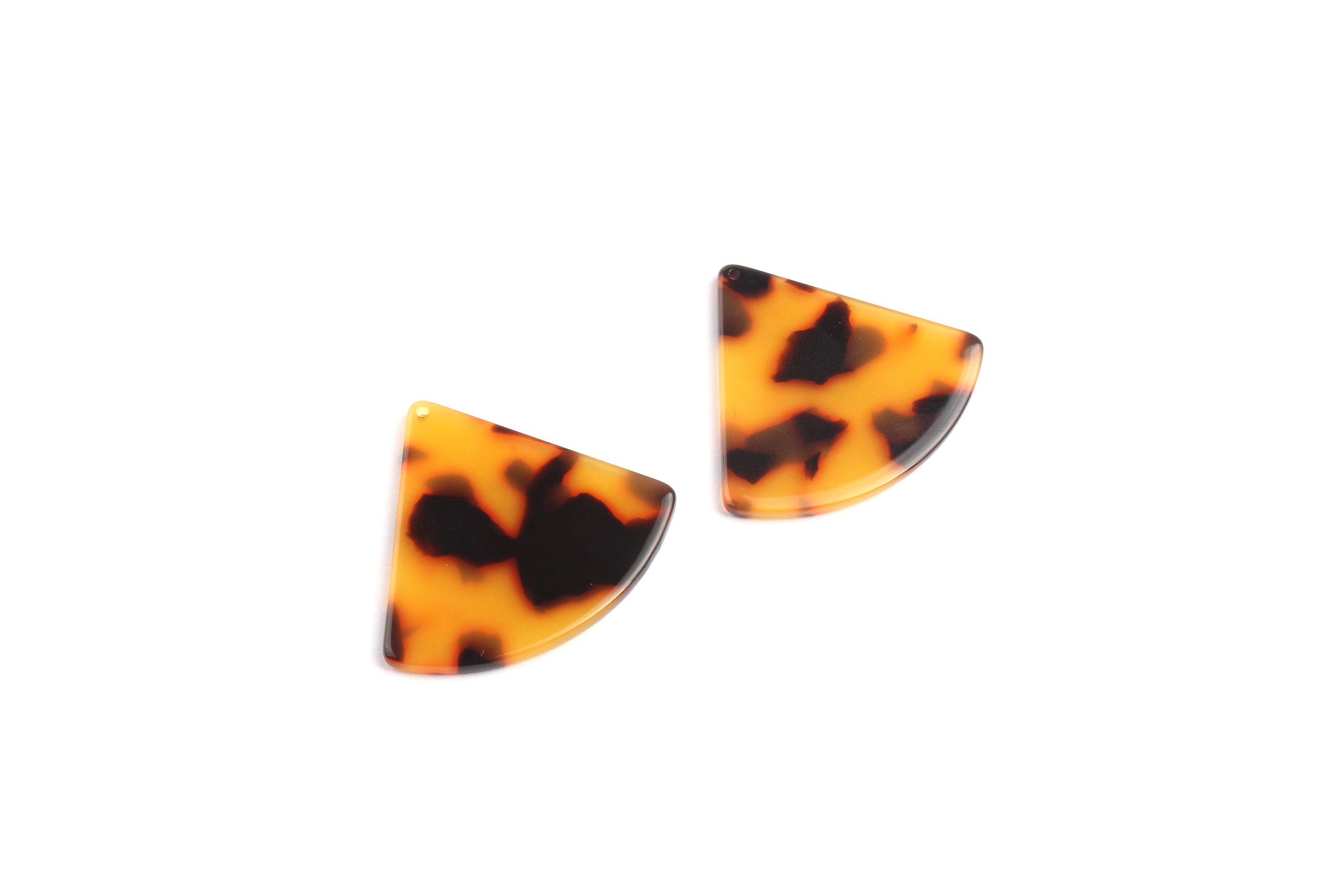 Acetate Fan Charms - Tortoise Shell Earrings - Pizza Slice Pendant - Jewelry Making Supplies - Color Code: A01 - 31.2x34.5mm - AC1081A - DOMEDBAZAAR