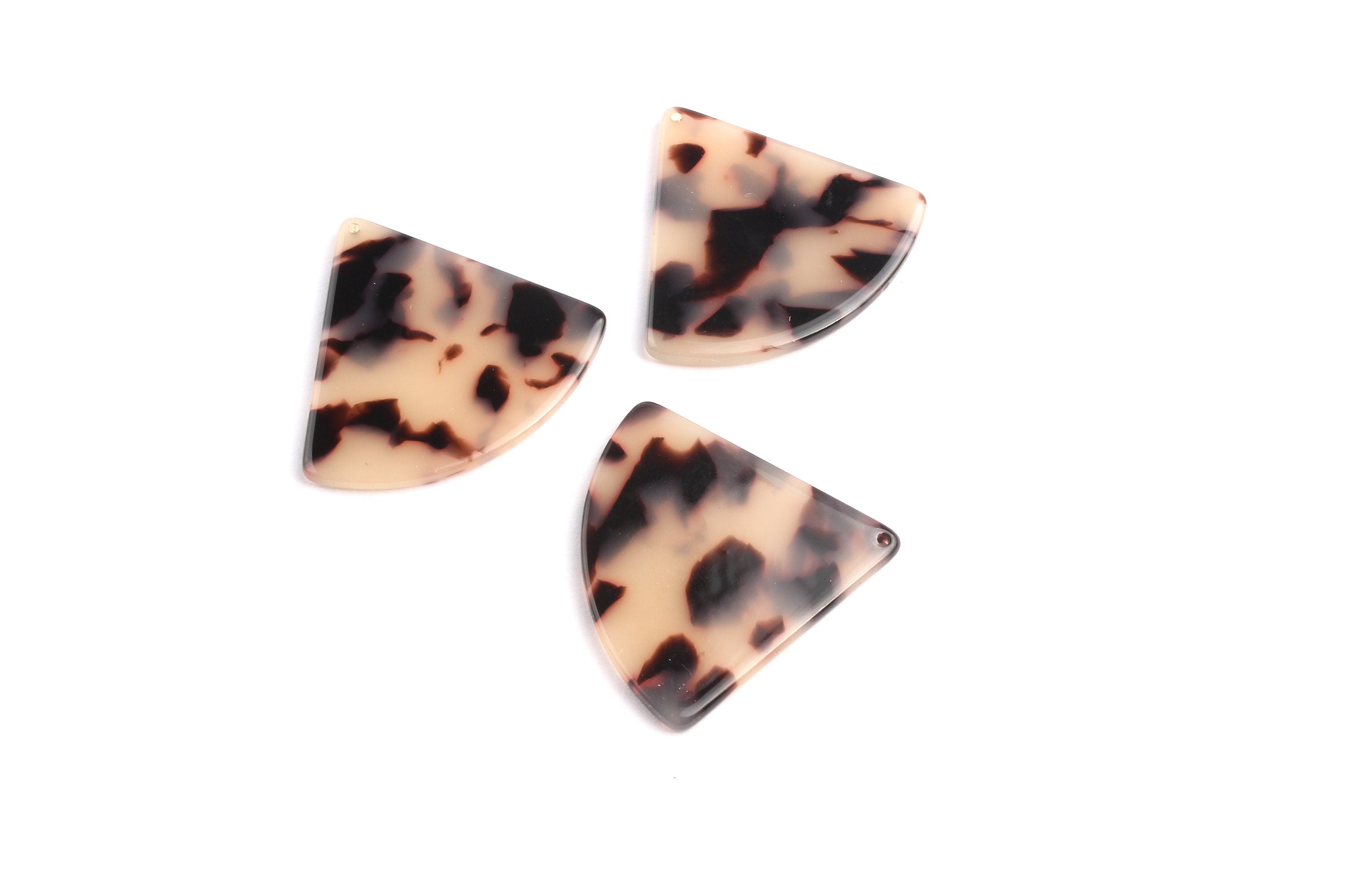 Acetate Fan Charms - Blonde Tortoise Shell Earrings - Pizza Slice Earrings and Pendant - Color Code: A07 - 31.2x34.5mm - AC1081B - DOMEDBAZAAR
