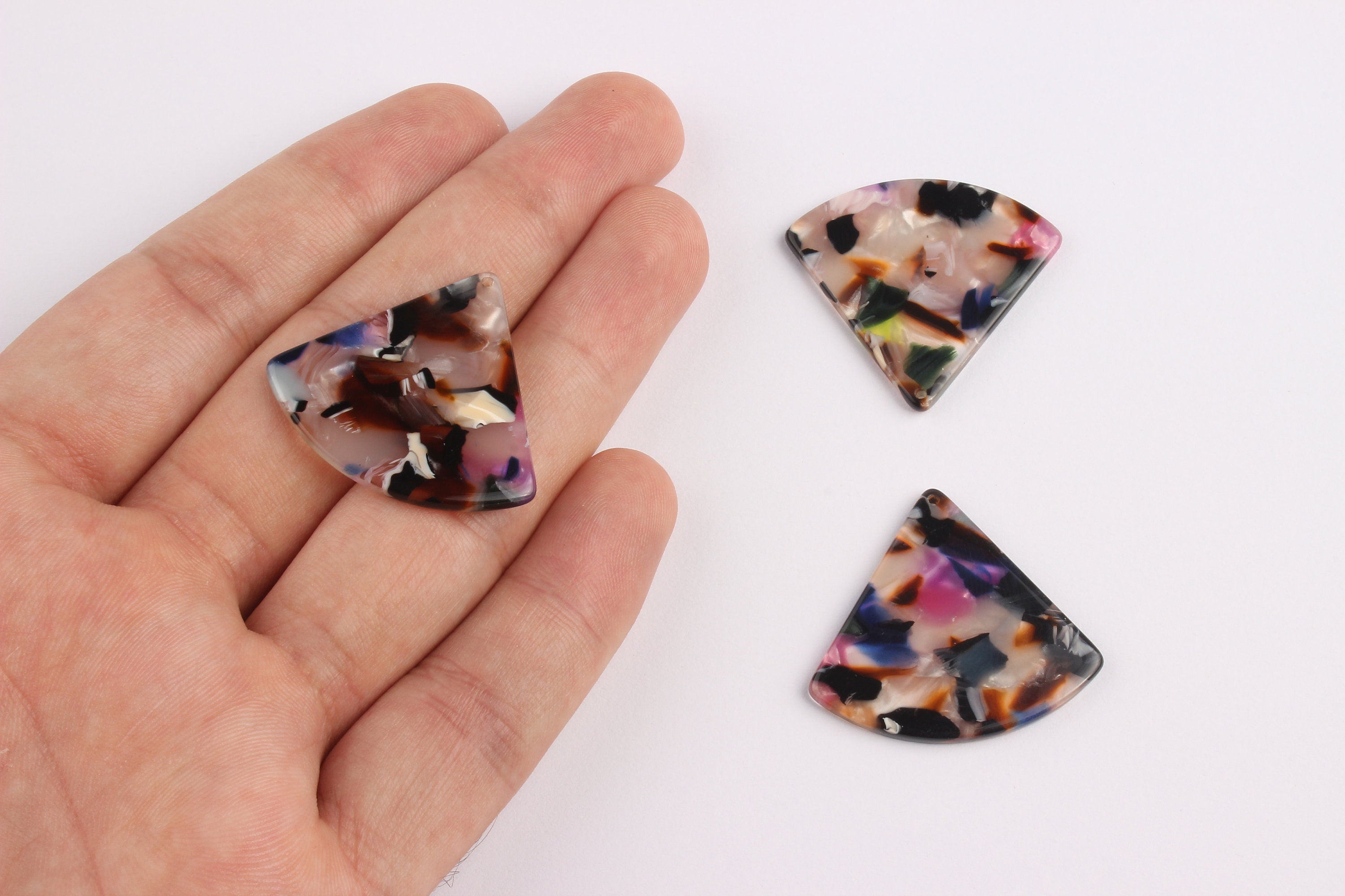 Acetate Fan Charms - Pizza Slice Earrings and Pendant - Earring Findings - Jewelry Necklace - Color Code: A11 - 31.2x34.5mm - AC1081C - DOMEDBAZAAR